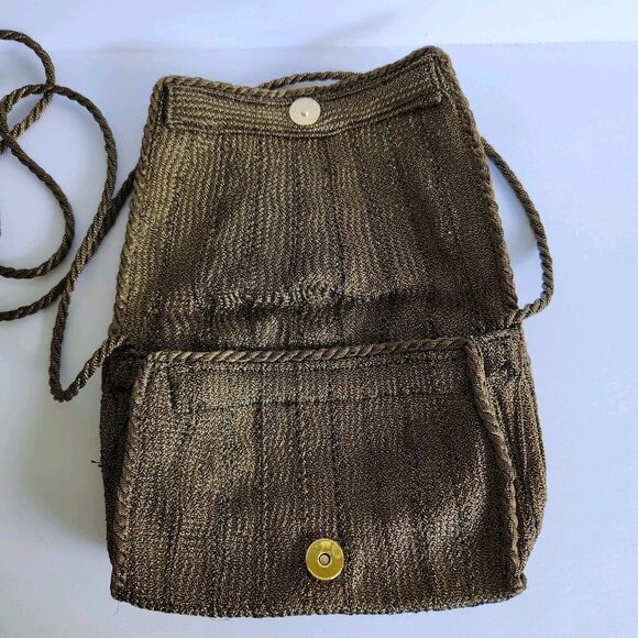 Grunge Baddie Edgy Collezione New York Handbag Small Metallic Cording Magnetic - Picture 2 of 12